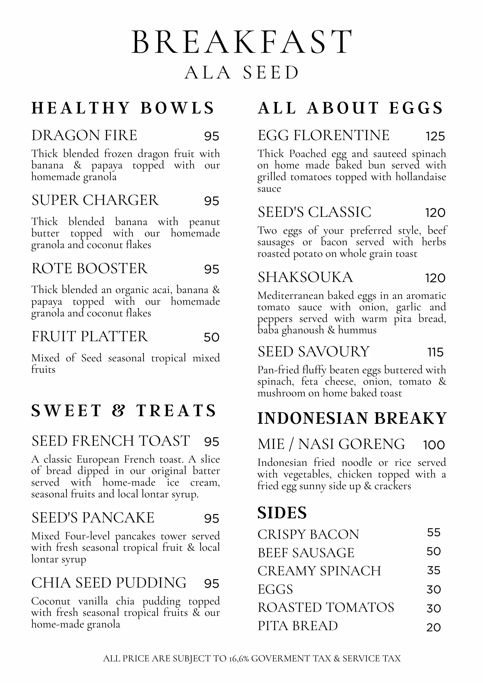 Seed Restaurant - Breakfast